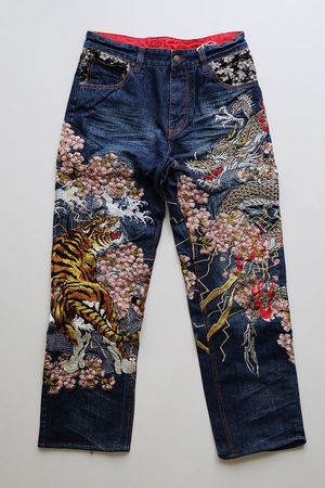 Y2k Japanese embroidery ,hippop jeans