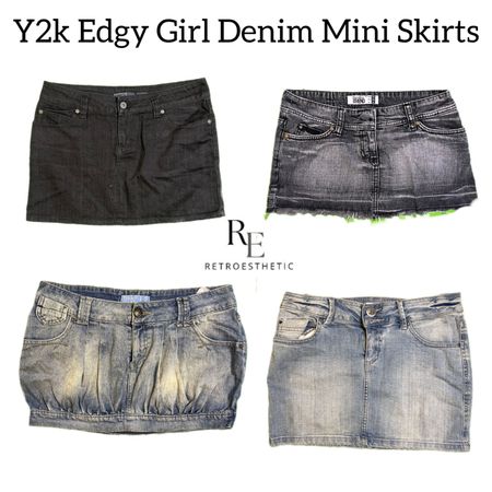 Y2K Edgy Girl Denim Micro Mini Skirts RE-2844