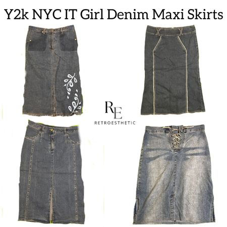 Y2K NYC IT Girl Denim Maxi Skirts RE-2845