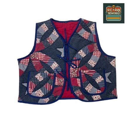 Upcycled Front Tie Quilted Gilet