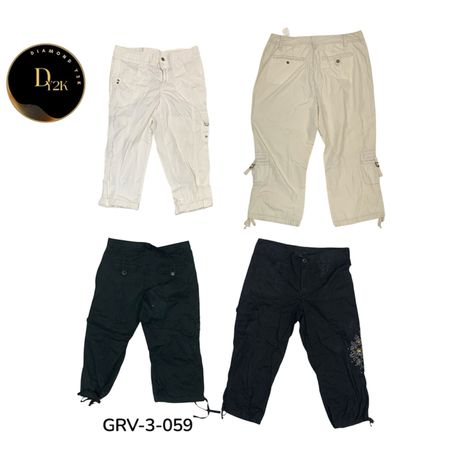 Y2k black & white cargo capri (GRV-3-059)