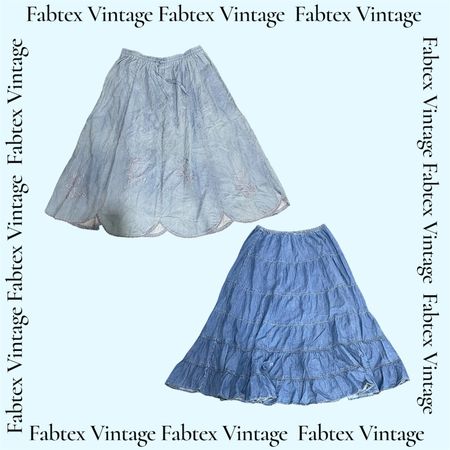 (FV-930) Y2K Denim Cotton Fairy Style maxi Skirts