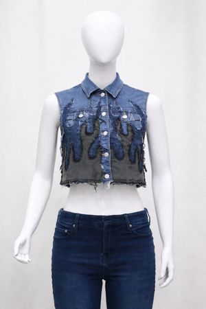 CR1401 Upcycled Cropped Vest