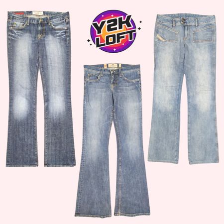 Y2K Branded Flared Denim Jeans (FB-024)
