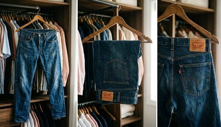 Levi's 501 Men's Original Fit Blue Denim Jeans – Straight Leg Vintage Style Button Fly