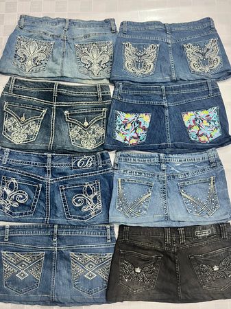 R455 Upcycled Ladies Embellished Micro Mini Skirts