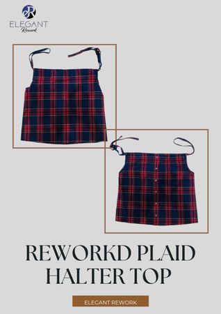 UPCYCLED Reworked Plaid Halter Top - EVR0191