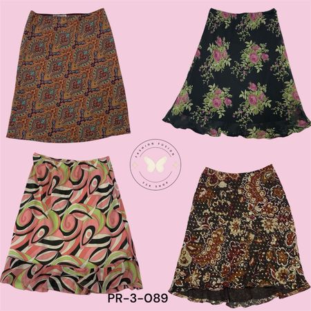 Floral Poly Printed Midi Skirt for Women – Comfortable Everyday Wear (PR-3-089)
