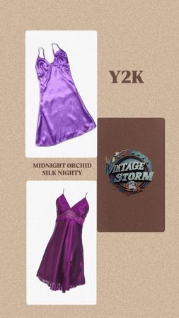 Y2K Midnight orchid Silk Nighty