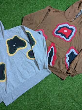 Sudaderas con capucha de patchwork de Nike reutilizadas