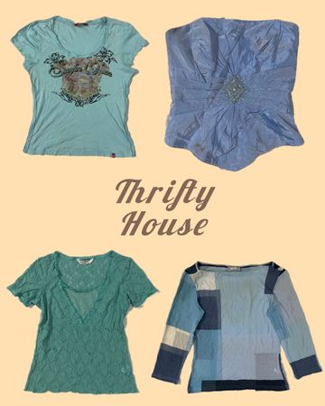 Y2k Aqua Core Tops(TH/284)