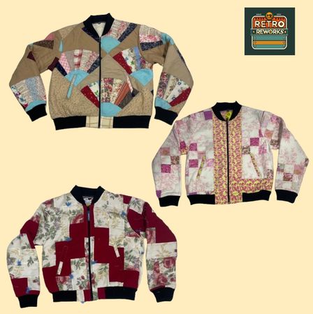 Upcycled Patchwork Quilt Bomber Jackets