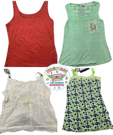 Vintage Y2K Camisole & Printed Top Mix – 10pcs Summer Camis & Fitted Tops | VR243 ✨