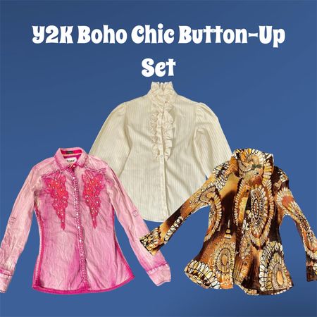 Y2K Boho Chic Button Up Set - (12/03)