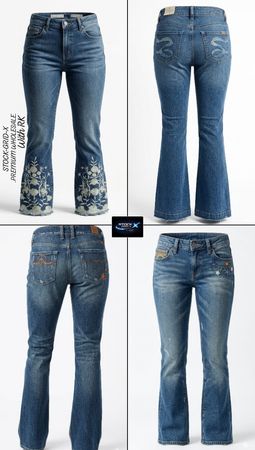 Ladies Y2K Embroidered Flared Jeans(41pieces)