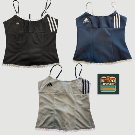 Upcycled Adidas Lace-Trim Cami Tops