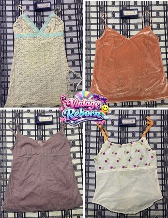 Y2K Vintage Lace & Velvet Cami Top Lot | VR-249