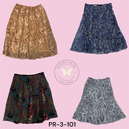 Women’s Printed Poly Skirt – Lightweight Casual Summer Skirt  (PR-3-101)