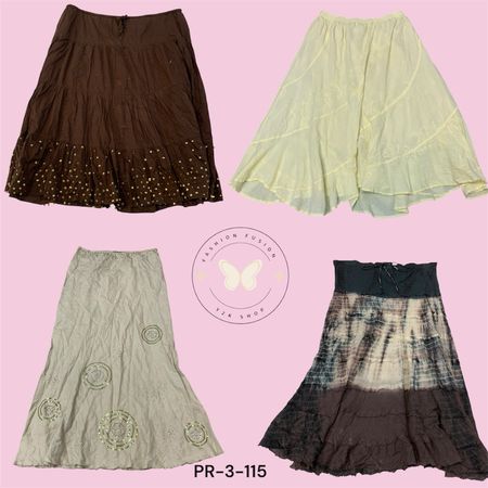 Women’s Soft Cotton Tiered Skirt with Pockets (PR-3-115)