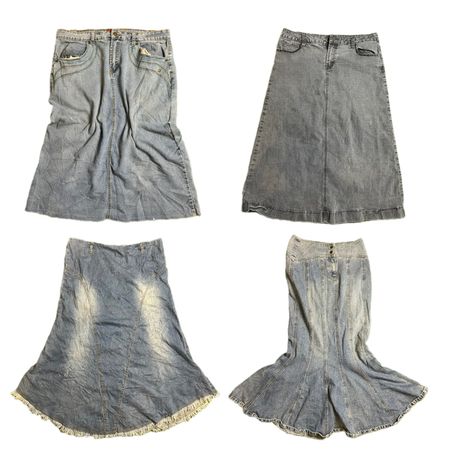 Y2K Grunge Girl Denim Maxi Skirts (TVL-346)
