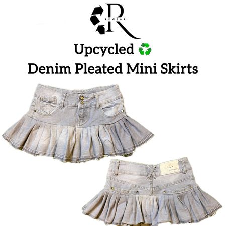 Upcycled Denim Pleated Mini Skirts (REP)
