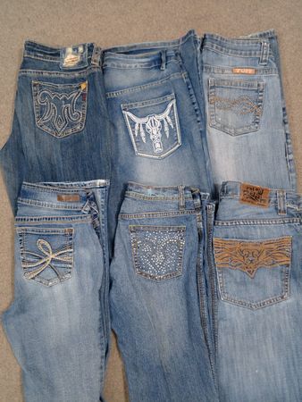 HD1405 Damen Y2K Verzierter Ausgestellter Jeans