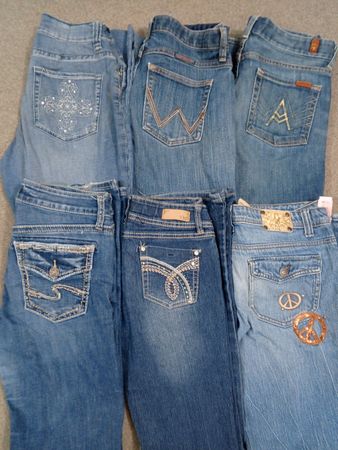 HD1407 Ladies Y2K verzierten Denim Schlagjeans