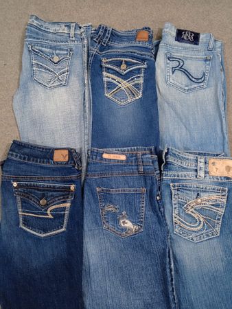 HD1411 Damen Y2K Verzierter Denim Flared Jeans