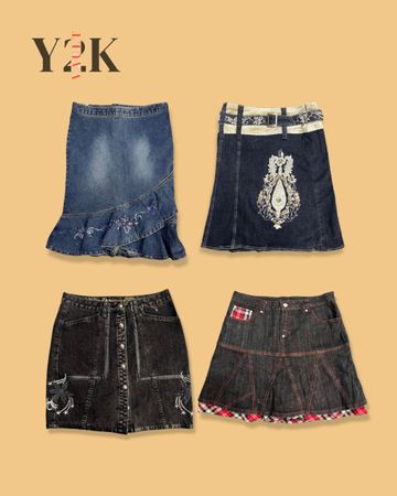 Y2K Retro Embroidered Denim Skirts (Yv-639)