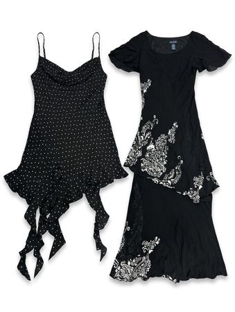 (FV-968) Y2K Black & White Aesthetic Floral  Printed Summer dress