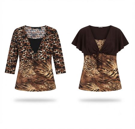 (FV-979) Y2K Brown Floral Summer Tops