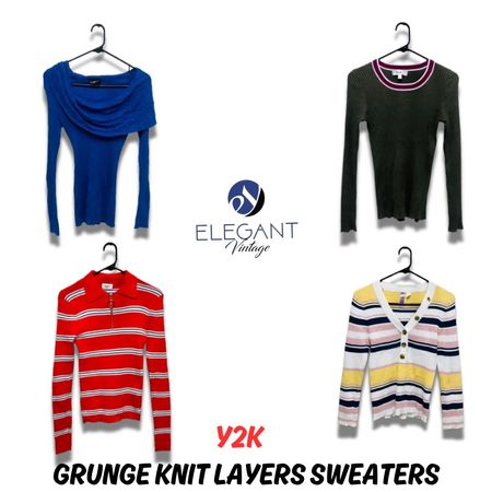 Y2K Grunge Knit Layers Sweaters - EV0713