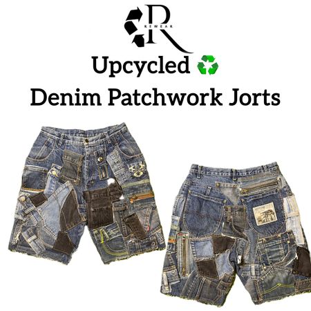Upcycled Denim Patchwork Jorts (REP)