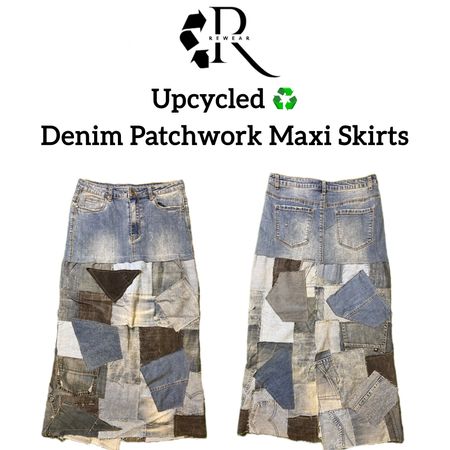 Upcycled Denim Patchwork Maxi Skirts (REP)
