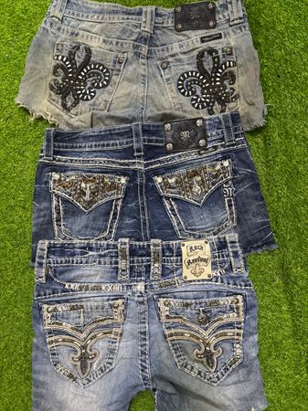 Miss mee true religion and rock revival shorts