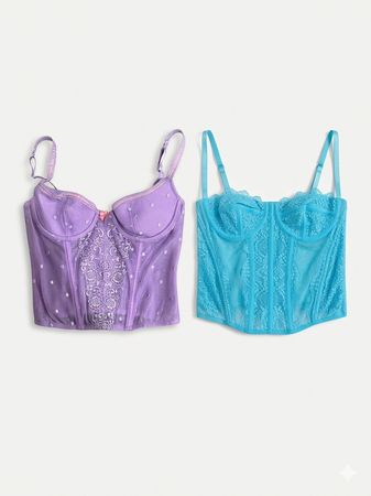 (FV-990) Y2K Floral Lace Corset Tops