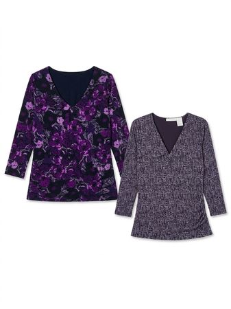(FV-992) Y2K Vintage Purple Abstract Printed Tops Collection
