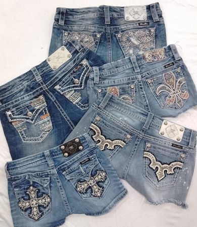 CR6960 Upcycled Y2K Miss Me Shorts