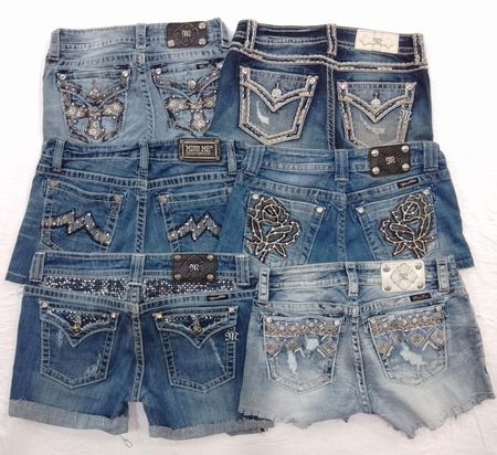 CR6963 Upcycled Y2K Miss Me Shorts