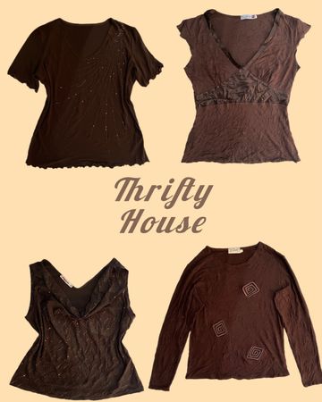 Vintage Cocoa Drip Y2k Tops(TH/292)