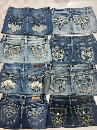 R465 Upcycled Ladies Embellished Micro Mini Skirts