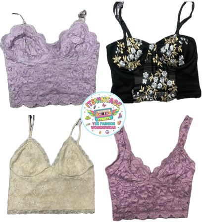 Vintage Y2K Lace Corset & Bralette Top Bundle – 10pcs Sheer & Feminine Styles | VR251 ✨