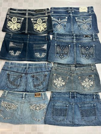 R467 Upcycled Ladies Embellished Micro Mini Skirts