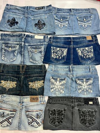 R470 Upcycled Ladies Embellished Micro Mini Skirts
