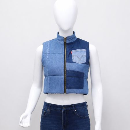 CR1417 Upcycled Cropped Puffer Vest