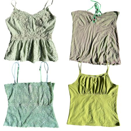 Y2K Soft Grunge Green Aesthetic Camis - SS-021