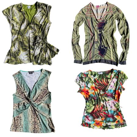 Y2K Nature Core Mixed Print Tops - SS-020