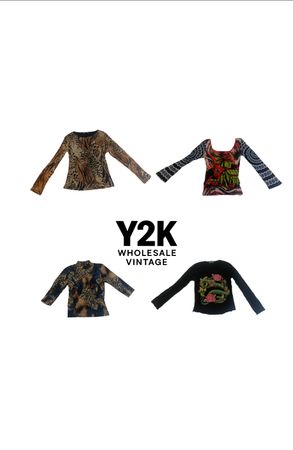 Y2K European Mesh Long sleeve Tops with custo (YWV12)