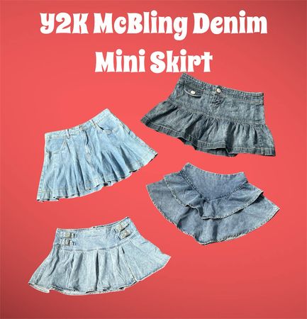Y2K McBling Denim Mini Skirts - (20/03)