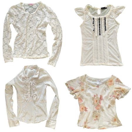 Y2K Soft Girl White Mix Tops - SS-026
